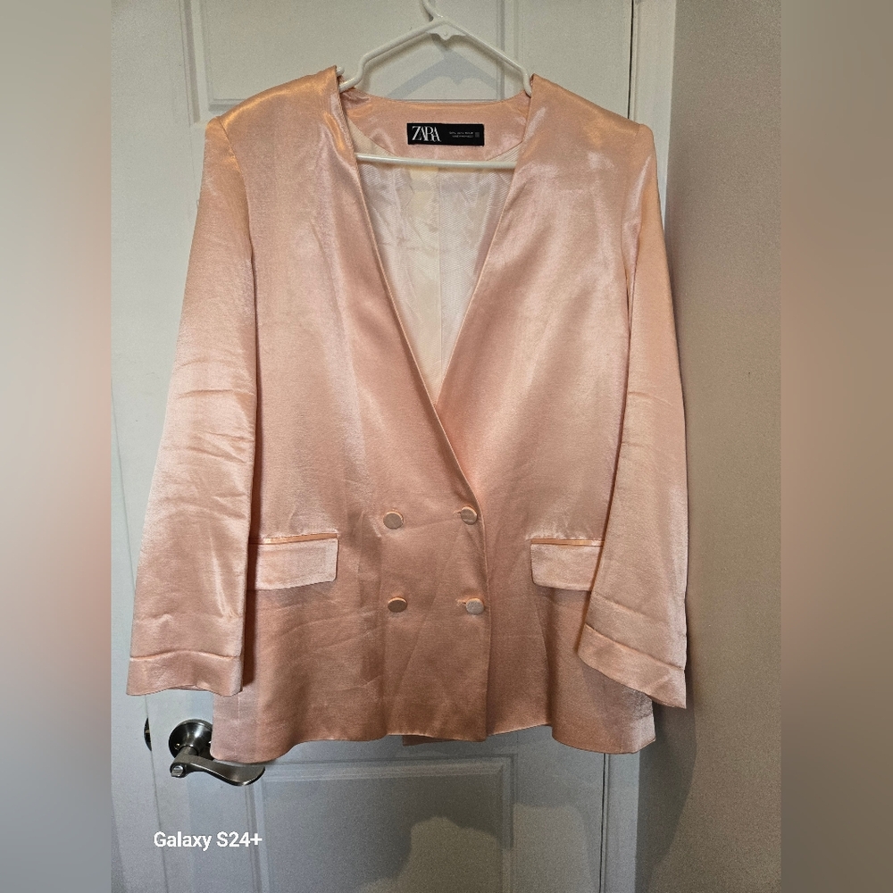 Zara Baby Pink Satin Blazer